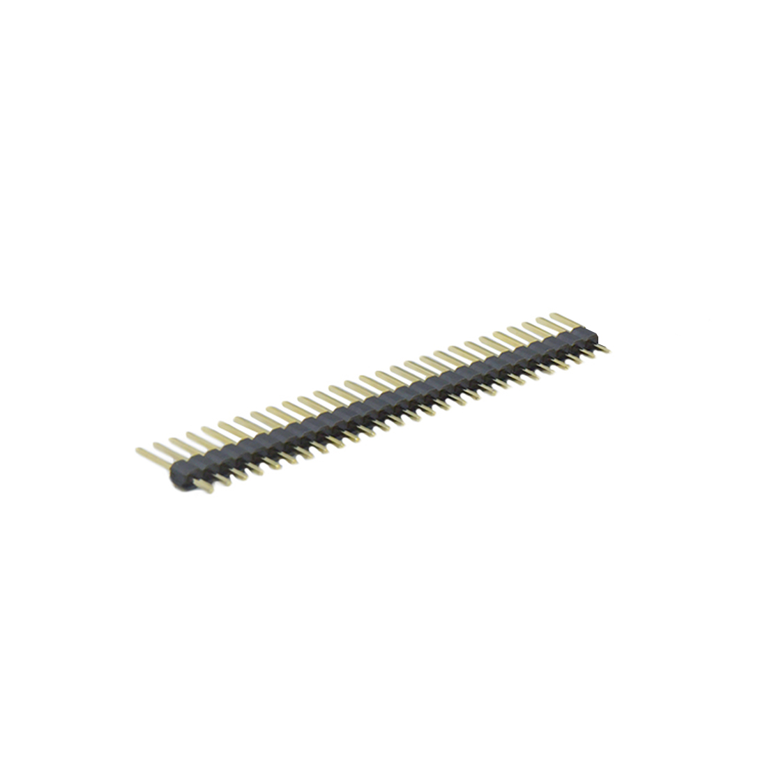 PH2541 排针连接器 Pitch 2.54mm 180° 单排 DIP 单塑 无卤排针 L=11.5MM 1X28Pin 黑色 PA6T，94V-0 镀全金G/F